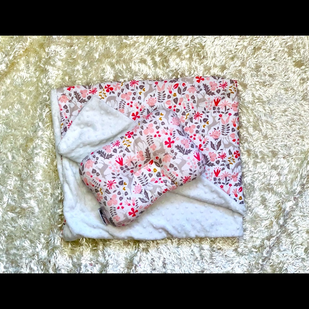 NatureLian Organic Cotton Baby Blanket &Pillow Set